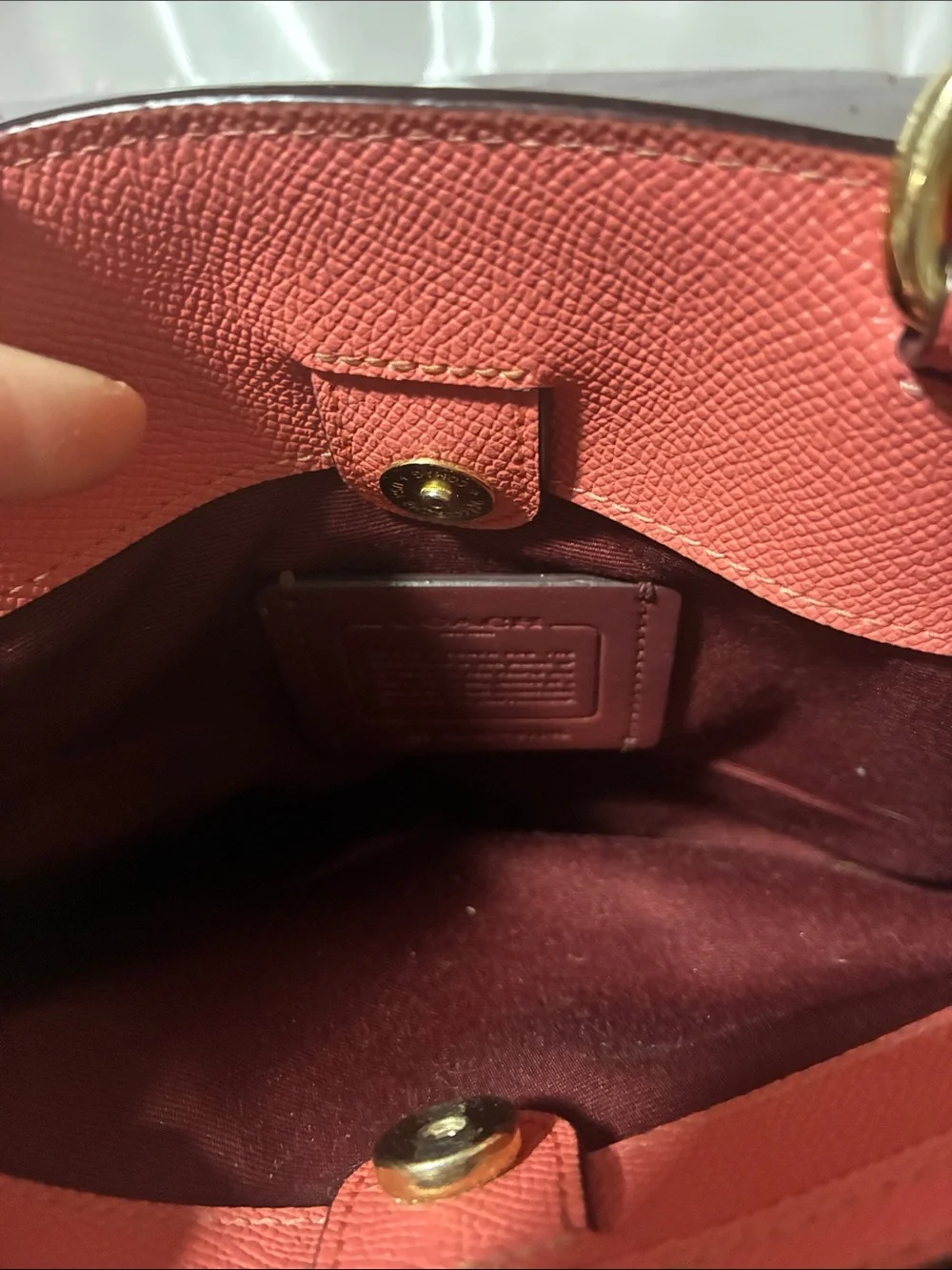 Coach Coral-pink Leather Satchel with Gold Hardware